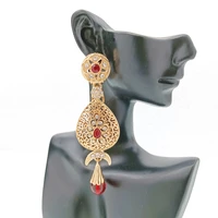 moroccan bridal earrings arabic fashion pendant gold earrings algerian womens jewelry rhinestone womens earrings