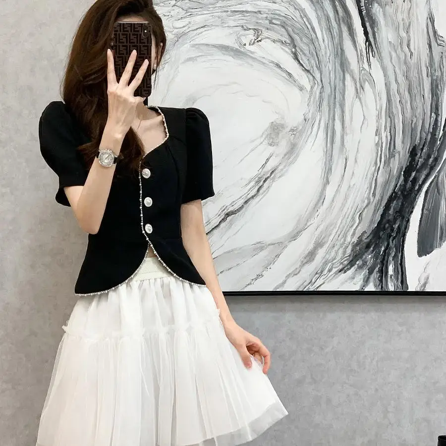 Элитный модный Женский Летний Новый короткий топ во французском стиле 2023