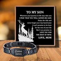 mom to my son fashion mens black bracelet magnet ins titanium steel carbon fiber magnetic bracelet