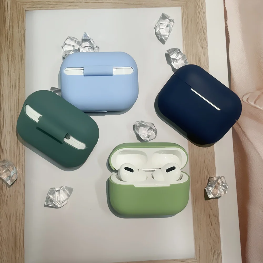 

New Bluetooth Earphone Protective Sleeve, Solid Color Silicone Cases for Apple Airpods Pro2 Buckleless Headset Air Pods Case