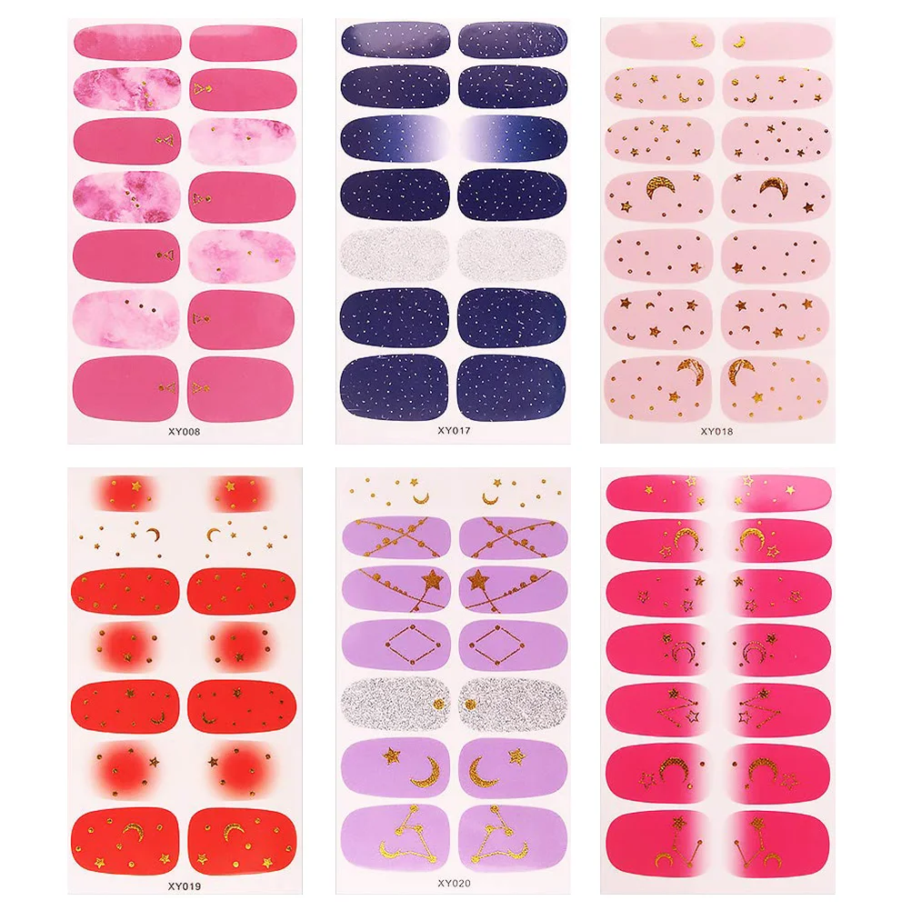 

6 Sheets Nail decal Finger Toe Nail Manicure DIY Decor for Manicure Salon Home Party Costume Gift ( Random Style )