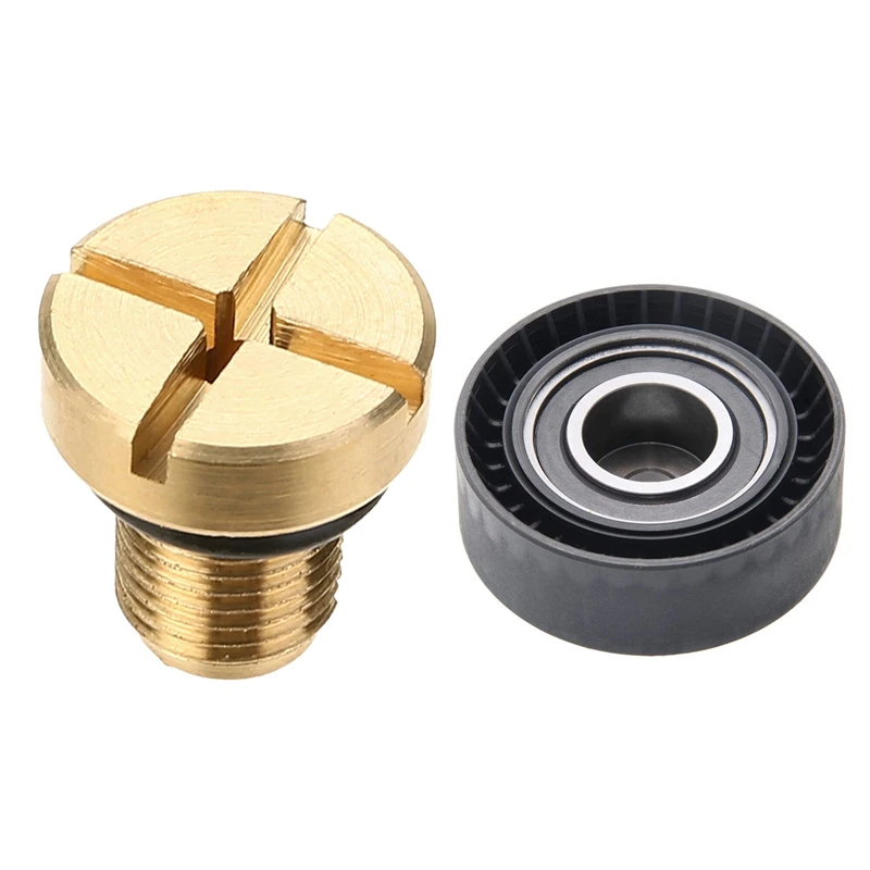 

1 Pcs Belt Tensioner Idler Pulley 11281748131 & 1 Pcs 17111712788 Radiator Overflow Coolant Expansion Tank Bleeder Screw