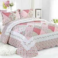 plaid cotton quilt bedspread set 3pcs patchwork quilted duvet blanket american coverlet cubrecam bed cover colcha home bedding