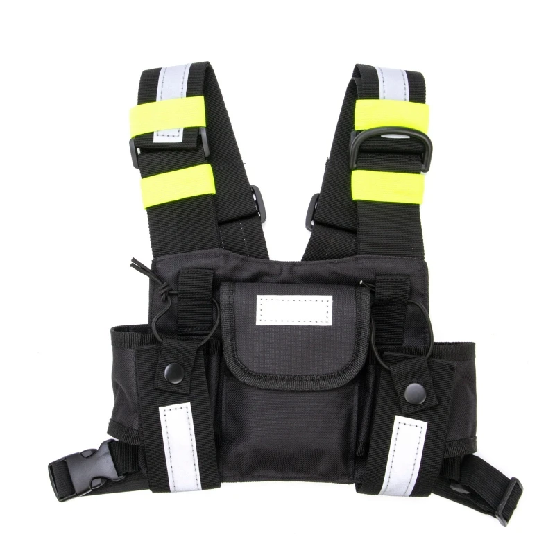 Walkie Talkie Chest Harness Holder Bag Universal Radio Shoulder Holster Two Way Radio Front Pack Pouch Reflective Vest