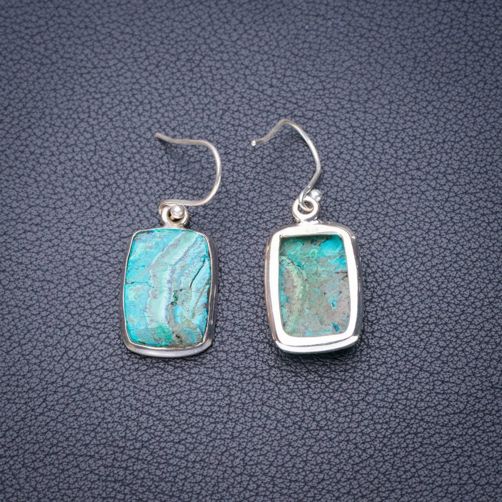 

StarGems Natural Chrysocolla Handmade 925 Sterling Silver Earrings 1.25" E6311