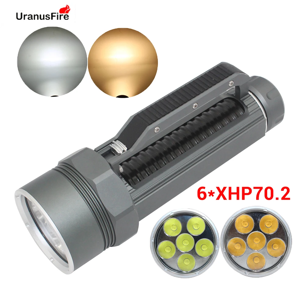 Суперъяркий светодиодный фонарик для дайвинга XHP70.2, фонарик 26650 32650, водонепроницаемый, 100 м, подводный, лм, подводное плавание 6 * xhp70 .2, лампа для дайвинга