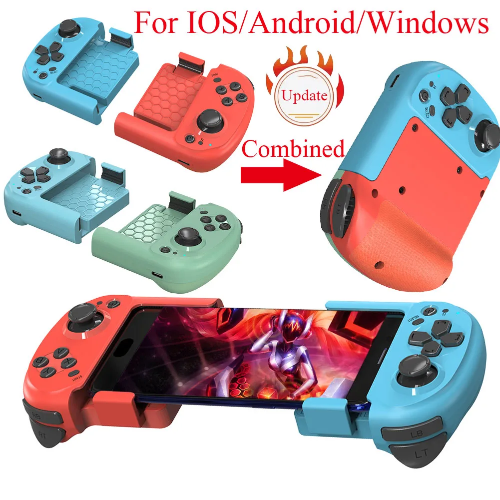 Update Wireless Bluetooth Game Controller Telescopic Grip Left Right Handle Controller Retractable Gamepad for Android/IOS Phone