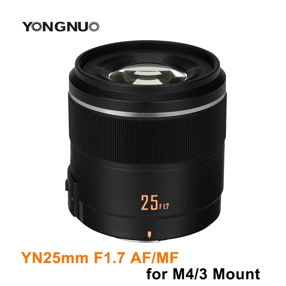 

Объектив YONGNUO yn25 мм F1.7 STM ASPH с фиксированным фокусным расстоянием, AF MF 25 мм F1.7 для камер с креплением M4/3, Panasonic Olympus G95 GF9 GX9