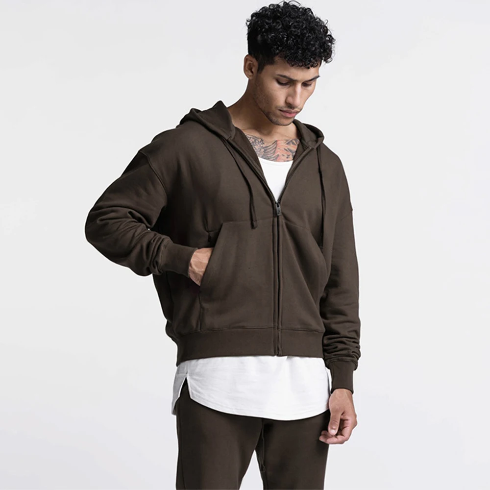 

Outdoors Men's Brooks Heavyweight Workwear Full Zip Hoodie Sweatshirts Athletic Slim Fit Long Sleeve With Kanga Pocket