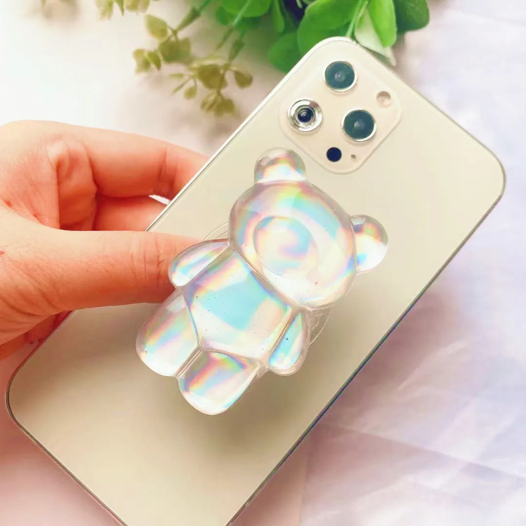 korea style mobile phone accessories griptok cute bear folding finger ring holder for phone cellphone stand grip for iphone 12 free global shipping