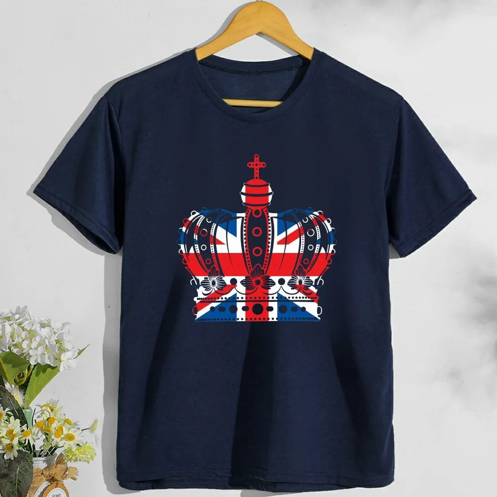 Женская футболка с принтом 70-го британского флага и короны свободная женская