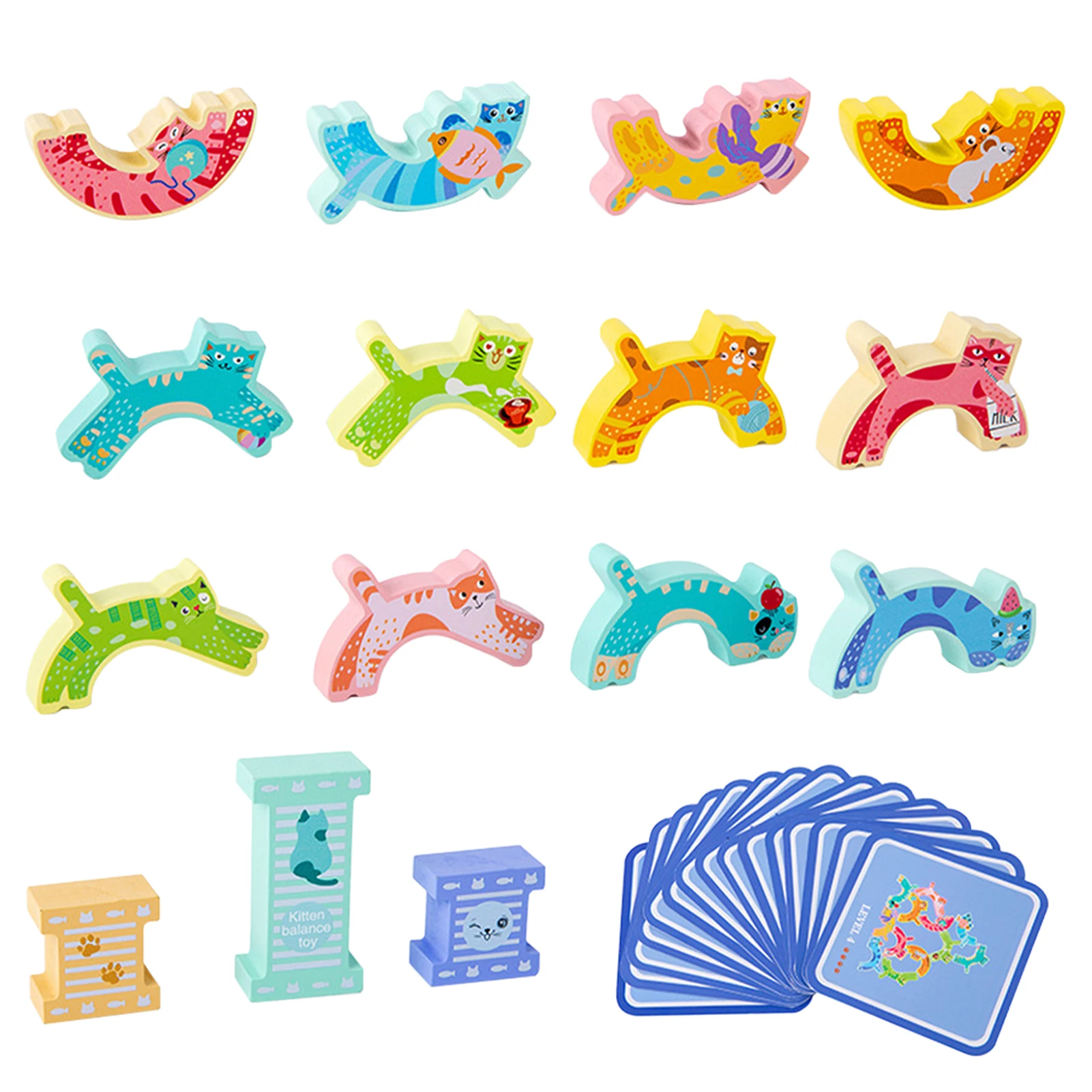 

Interactive Boys Girls Stacking Game Cat Shape Educational Cute Animal Kids Toy Colorful Toddler Wooden Balance Block Gift Funny