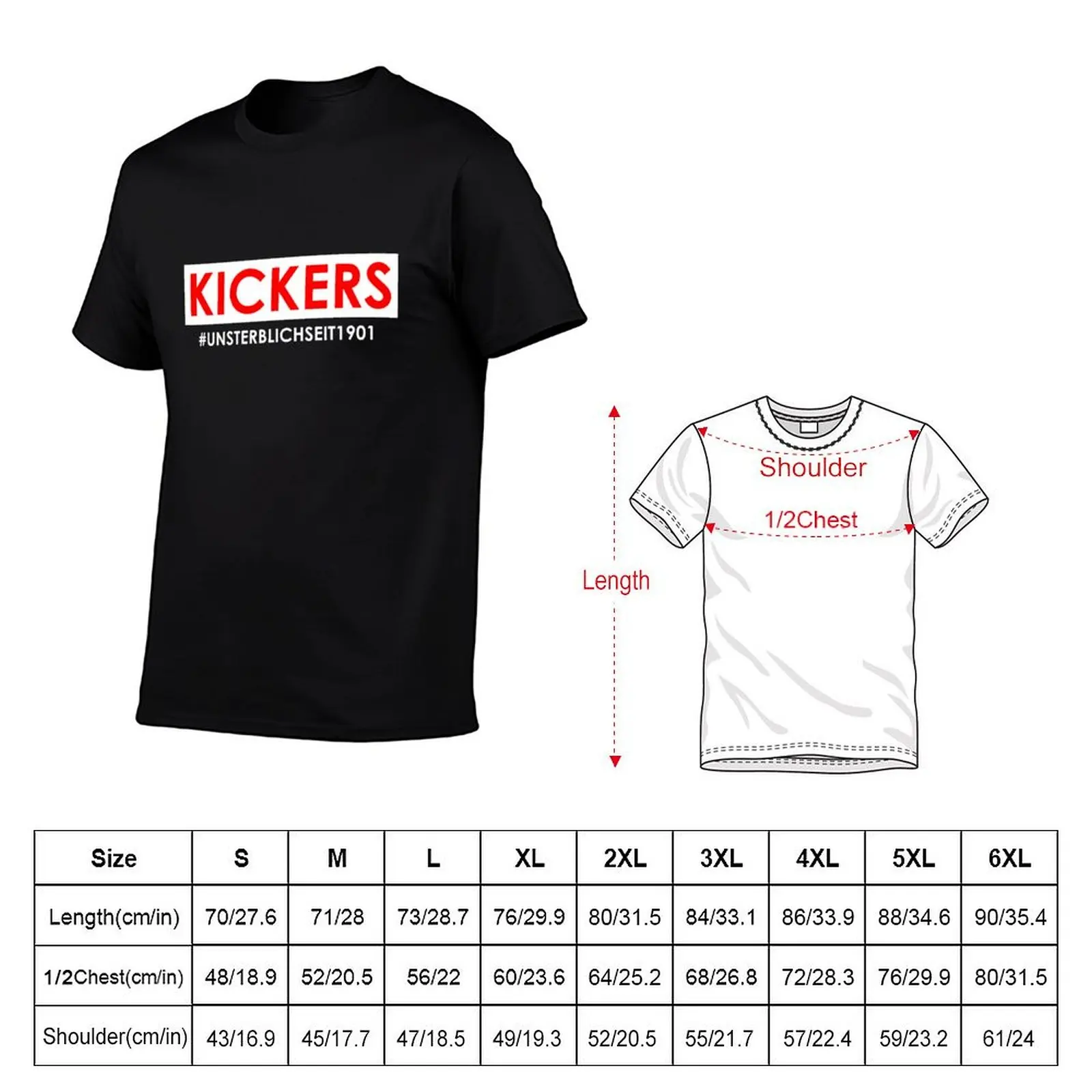 Фото Футболка KICKERS unsterblich с модным принтом, повседневная, с коротким рукавом, для футбольных фанатов города Оффенбах, с 1901 года. №2