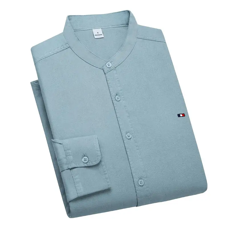 Men Shirt Spring New-Design Solid Color Casual Long Sleeve Linen Shirts Hommes Blouse Fashion Fit Slim Cotton Clothing Male Tops