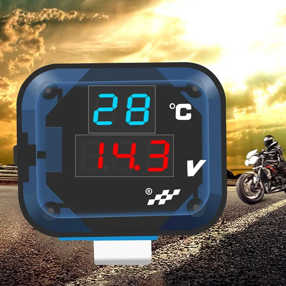 Купи 3-in-1 Thermometer Gauge Led Voltmeter With Usb Charger Motorcycle Voltage Temperature Meter Modified Electronic Meter 12-24v за 1,183 рублей в магазине AliExpress