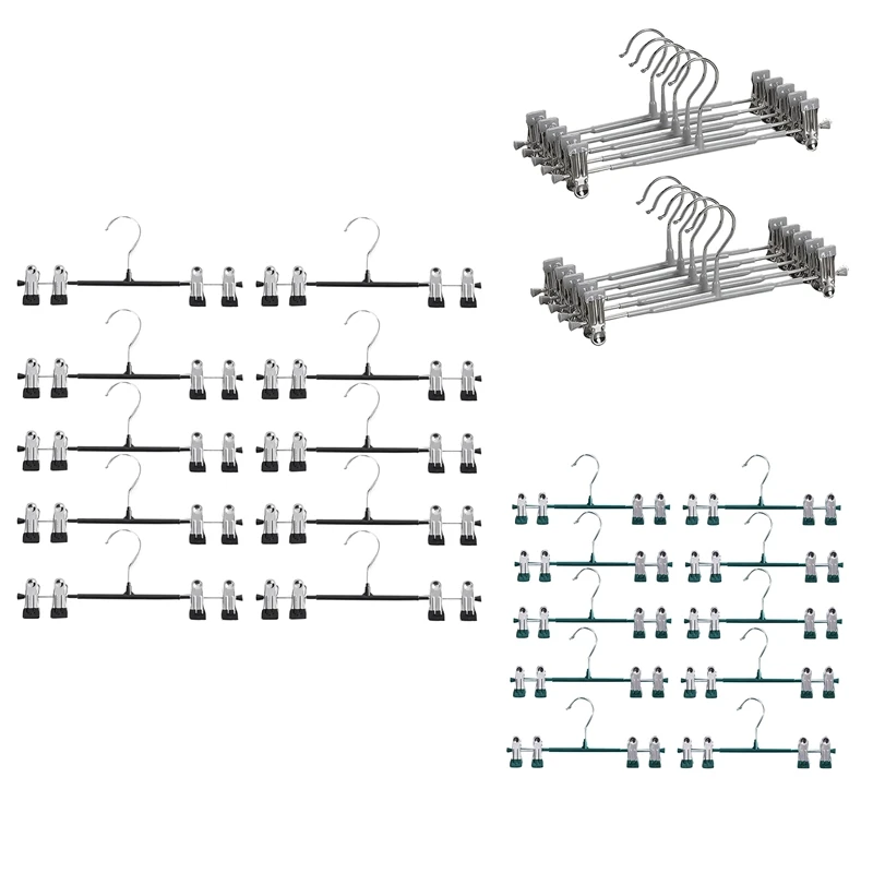 

Metal Trousers Hanger With Clips Fit For Jeans Black Non Woven Shorts 10Pack Grey