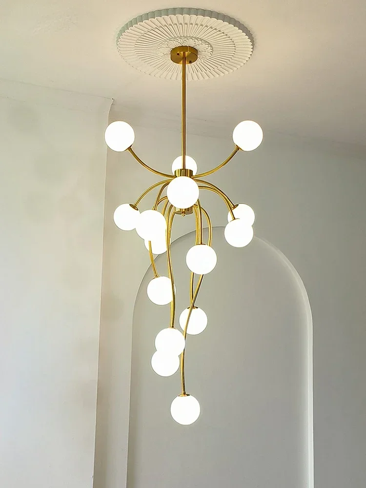 

Stair Chandelier Modern Simple and Light Luxury Empty Lamp in the Living Room Creative Personality Villa Duplex Floor Chandelier