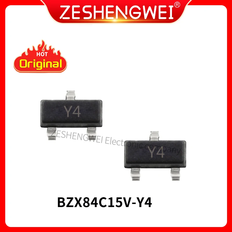 

50PCS New Diode BZX84C15 Y4 SOT23 Printing 15V Voltage Regulator Tube In Stock