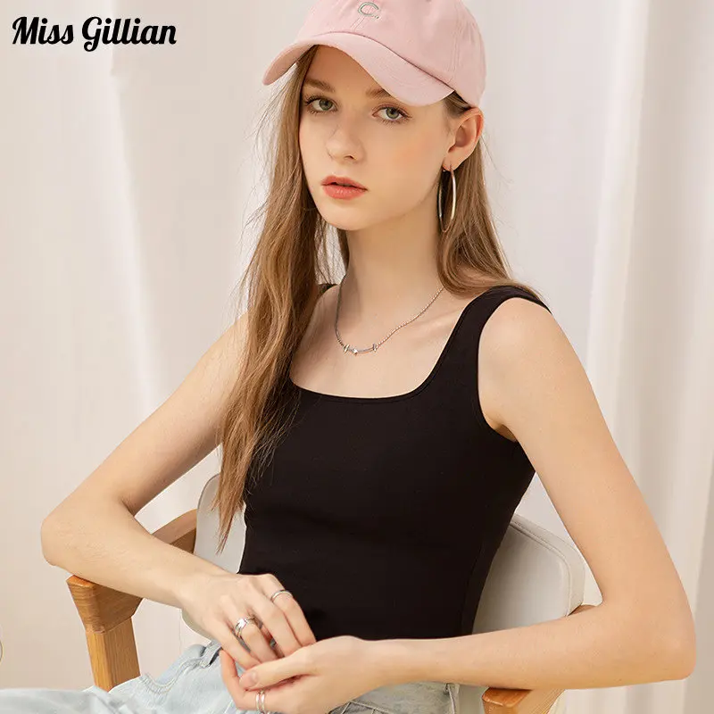 

Майка женская летняя без рукавов, тенниска в рубчик, повседневная майка с квадратным вырезом, модная базовая одежда, черный цвет, 2023