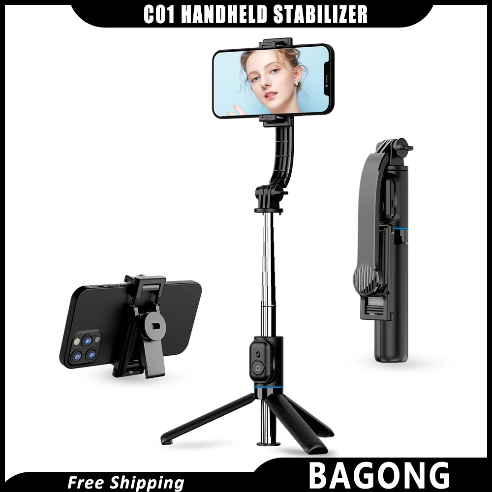 

C01 Handheld Stabilizer Gimbal Selfie Stick Cellphone Bluetooth Telescopic Rod Intelligent Tripod Action Camera Holder For Gifts