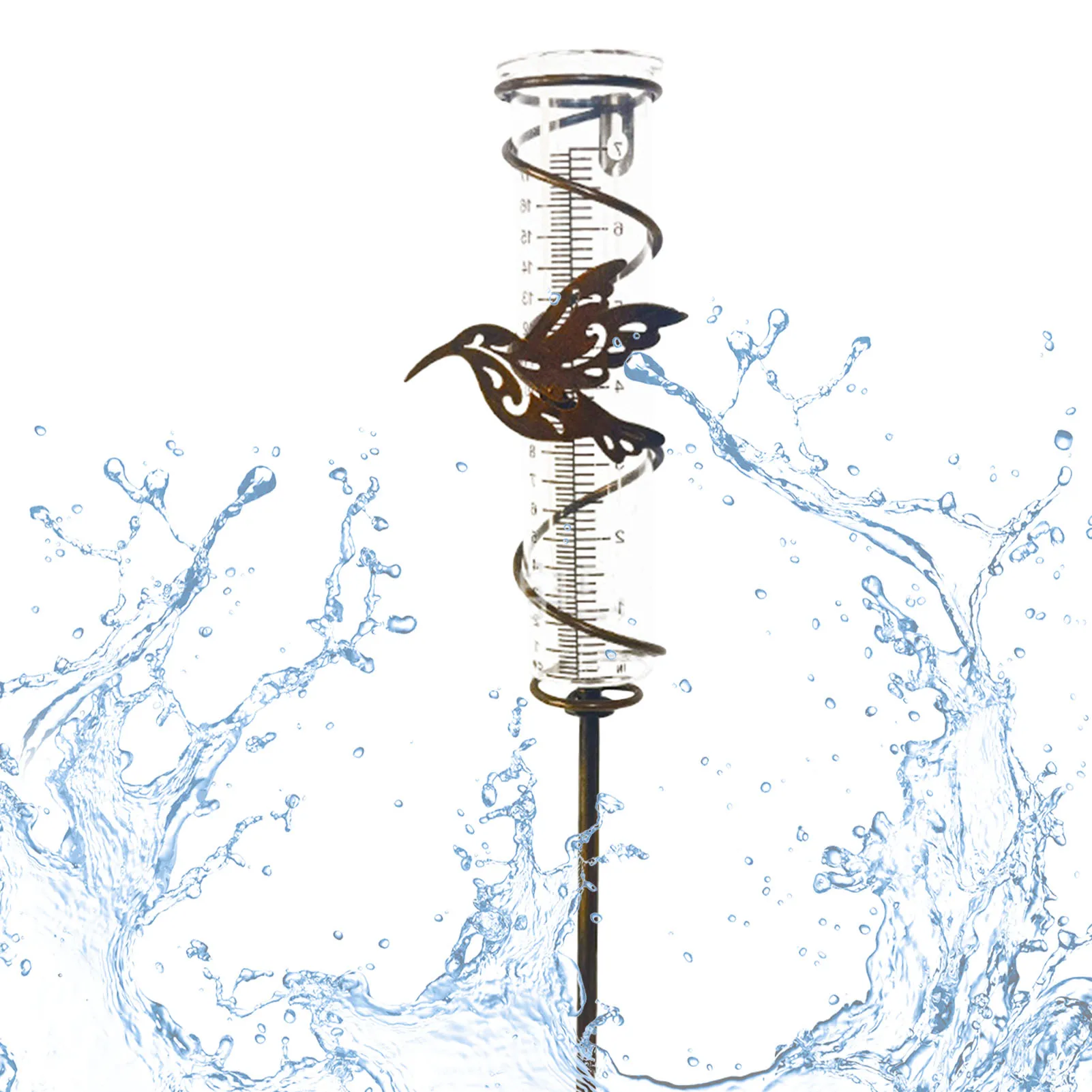 

7-дюймовый дождемер в форме Колибри, спиральный дождемер с металлическим каркасом, дождемер, трубка для палубы, двора, забора, сада, 7-дюймовы...