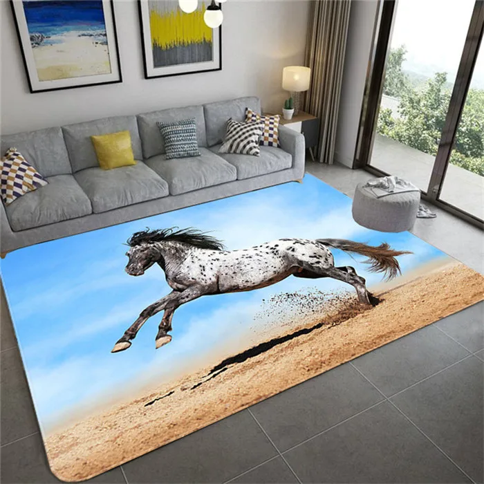 Horse Pattern Large 3D Mat For Living Room Animal Printed Area Rug Bedroom Sponge Bedside Entrance Door Carpet Washable |