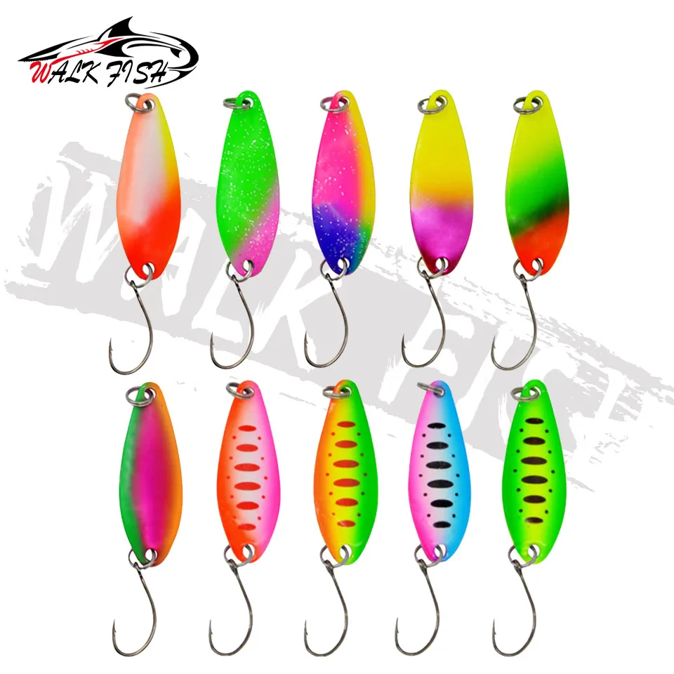 WALK FISH WALK FISH 5/6/10PCS Spinning Fishing Bait 40mm 5g Fishing Spoon Trout Lure Fishing Lure Fishing Wobblers Spinner Bait images - 6