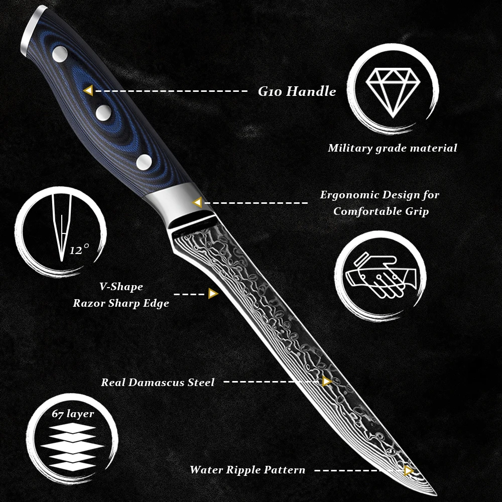 Дамасский кухонный нож 5 9 дюйма для косточек японские кухонные ножи vg10