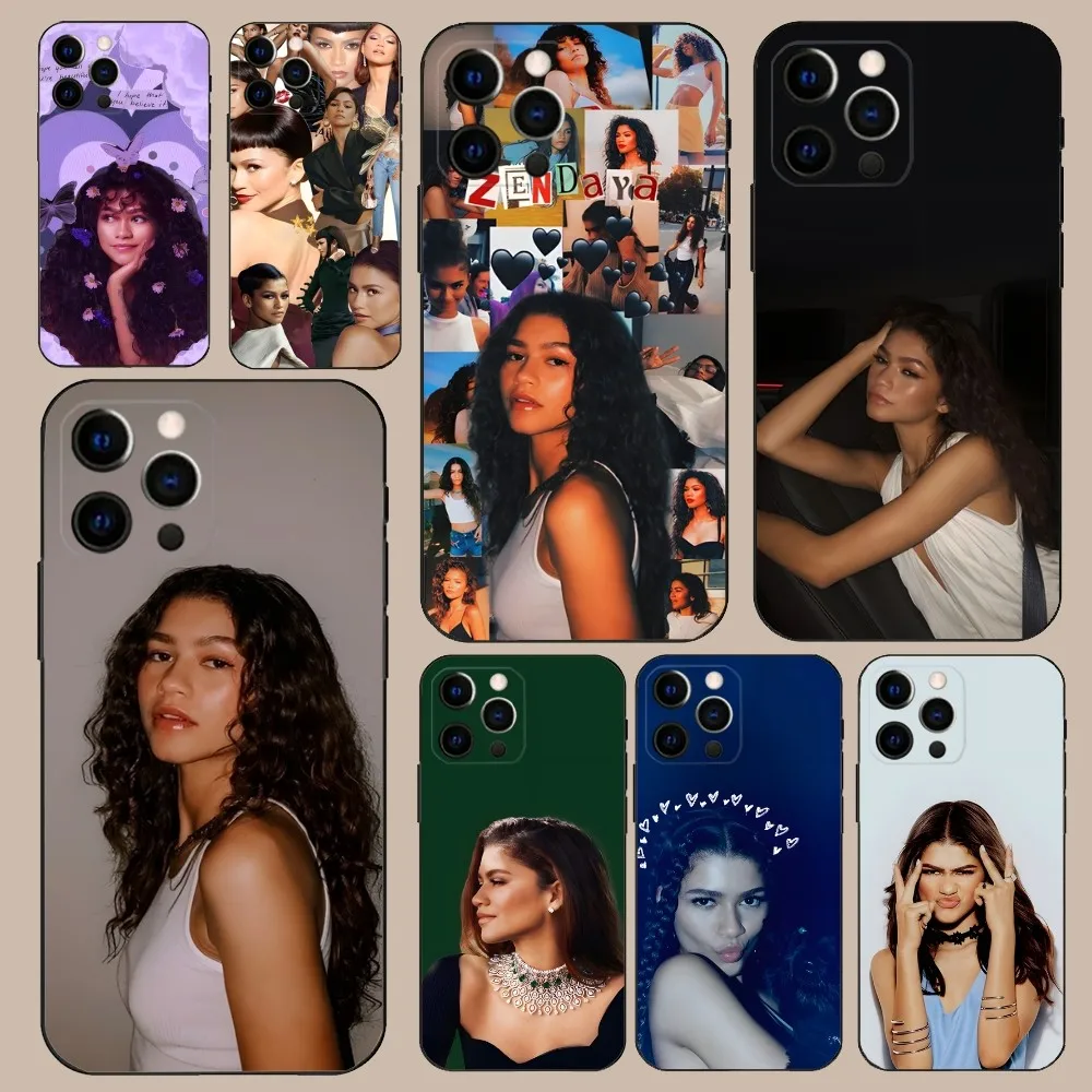 Z-Zendaya Phone Case For iPhone 16 15 14 13 12 11 Pro X XS Max XR Plus Mini Soft Black Cover