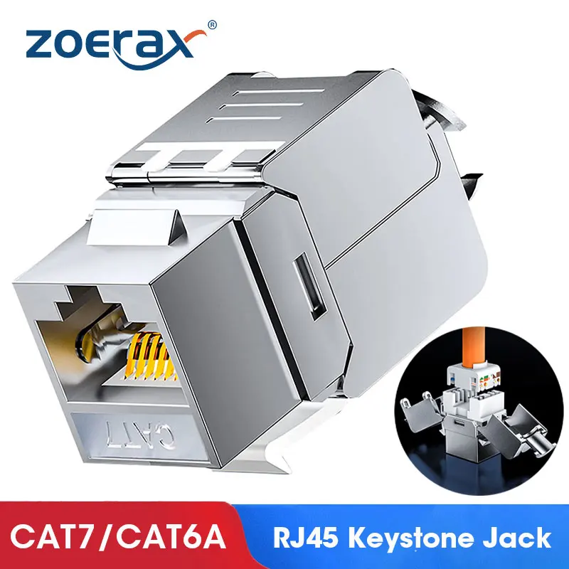 ZoeRax экранированный CAT8 Cat7 Cat6a Keystone Jack RJ45 безинструментальный Тип адаптер из