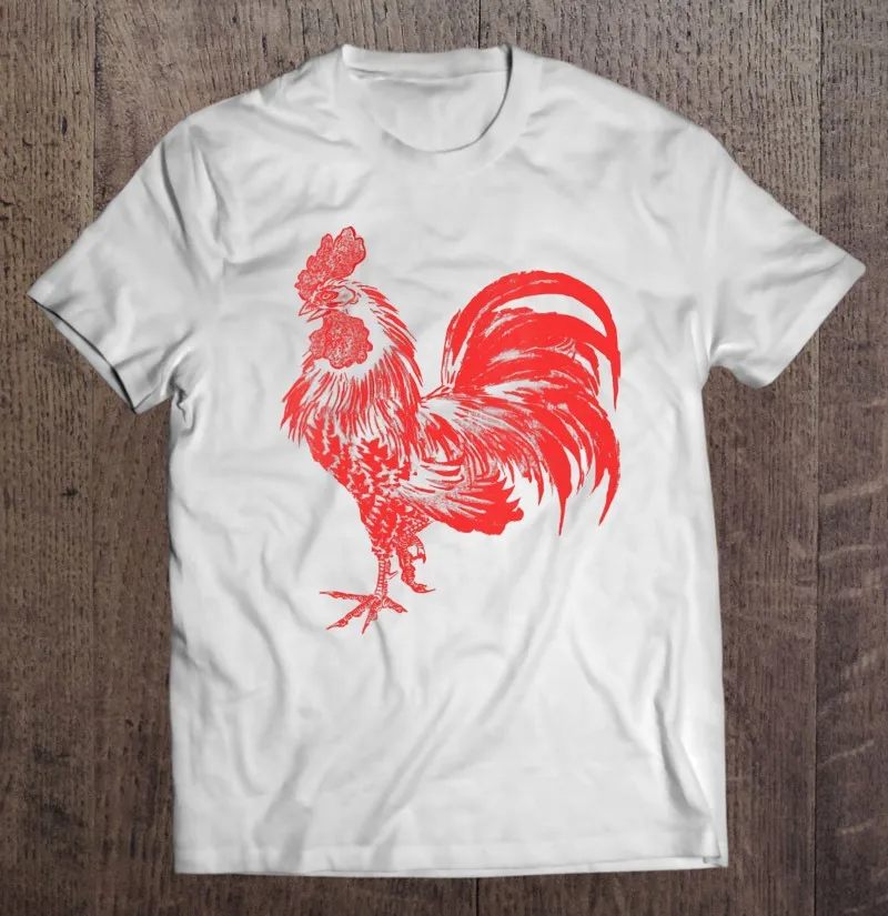 

Футболка Wo мужская с красным петухом, винтажная тенниска с петухом, майка в стиле аниме, мужская рубашка в стиле оверсайз