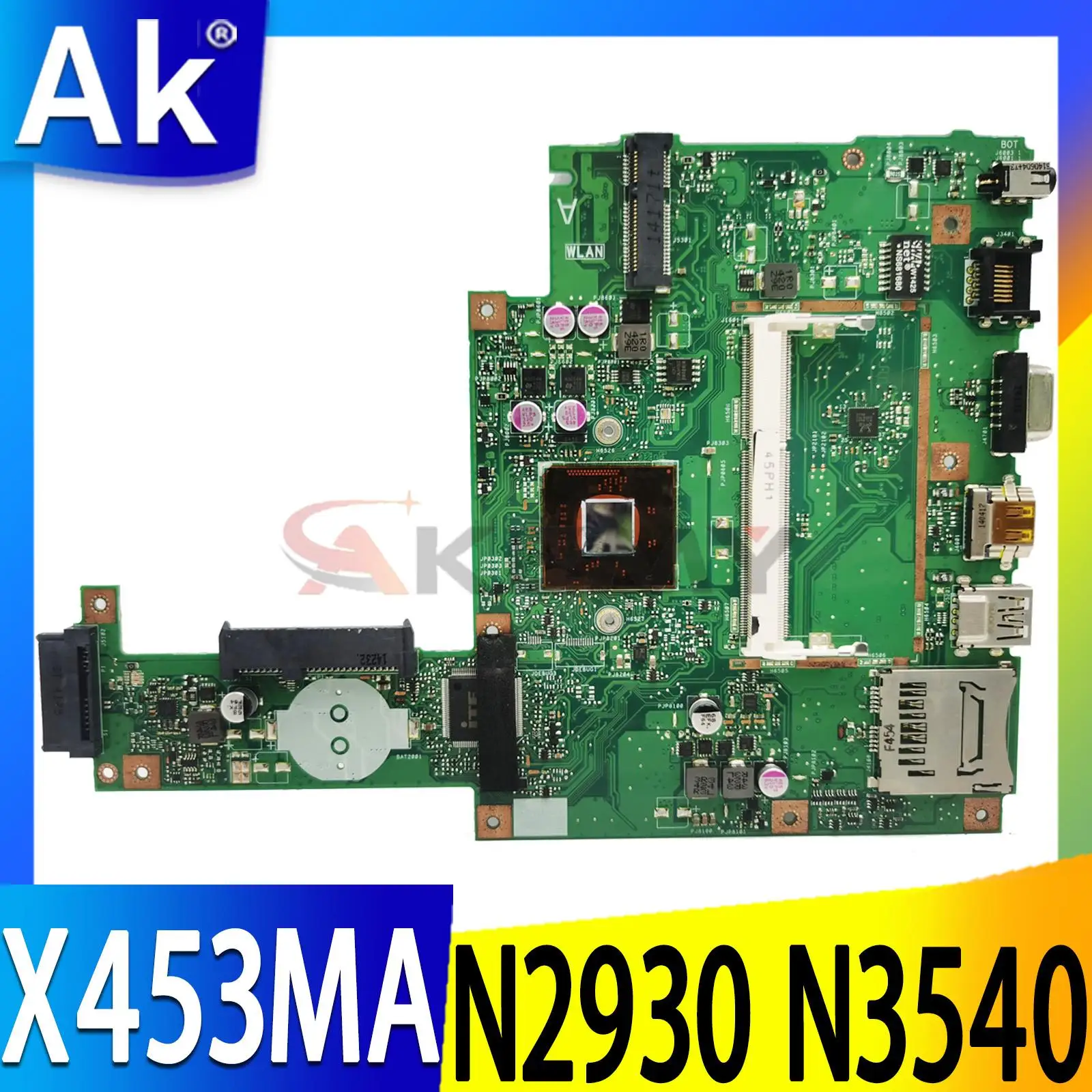 

X453MA Laptop Motherboard for ASUS X453MA X453M original Notebook mainboard N2830 N2840 N2930 N2940 N3530 N3540 CPU