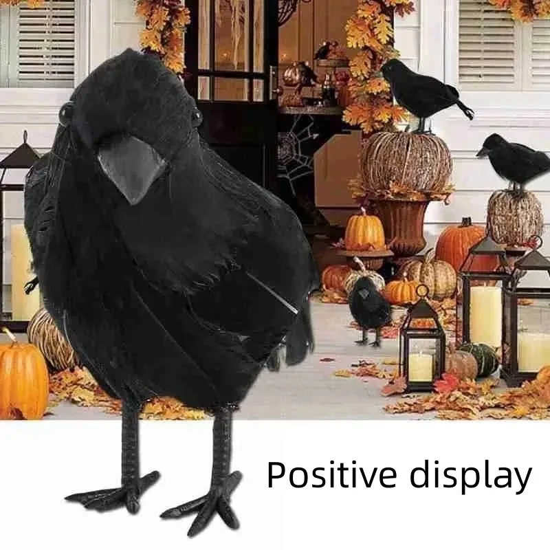 

Halloween Black Crow Ornament Simulation Crow Animal Model Bird Scary Toys Horror Props Halloween Party Home Decoration