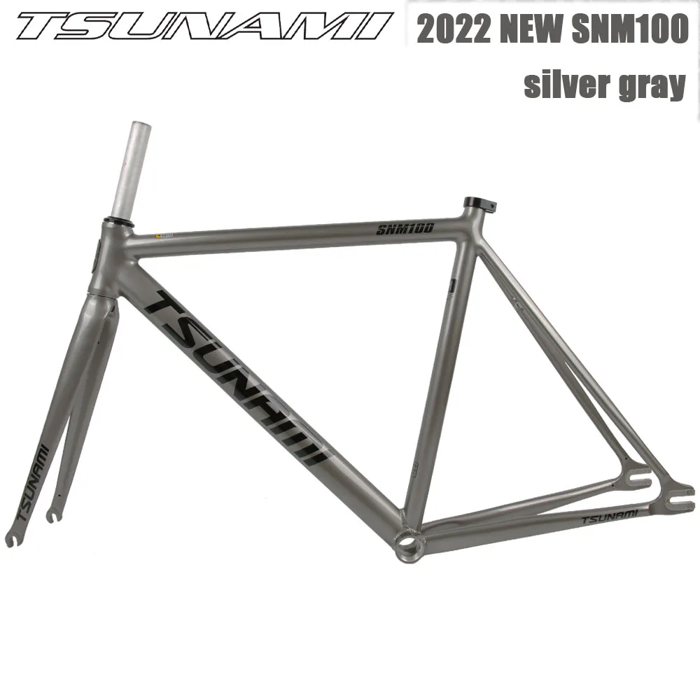 

New TSUNAMI SNM100 Bicycle Frame Aluminum Racetrack Frame Options Fixed Gear Carrier Road Bike Silver-GreyFrame 49/ 52/ 55/ 58CM