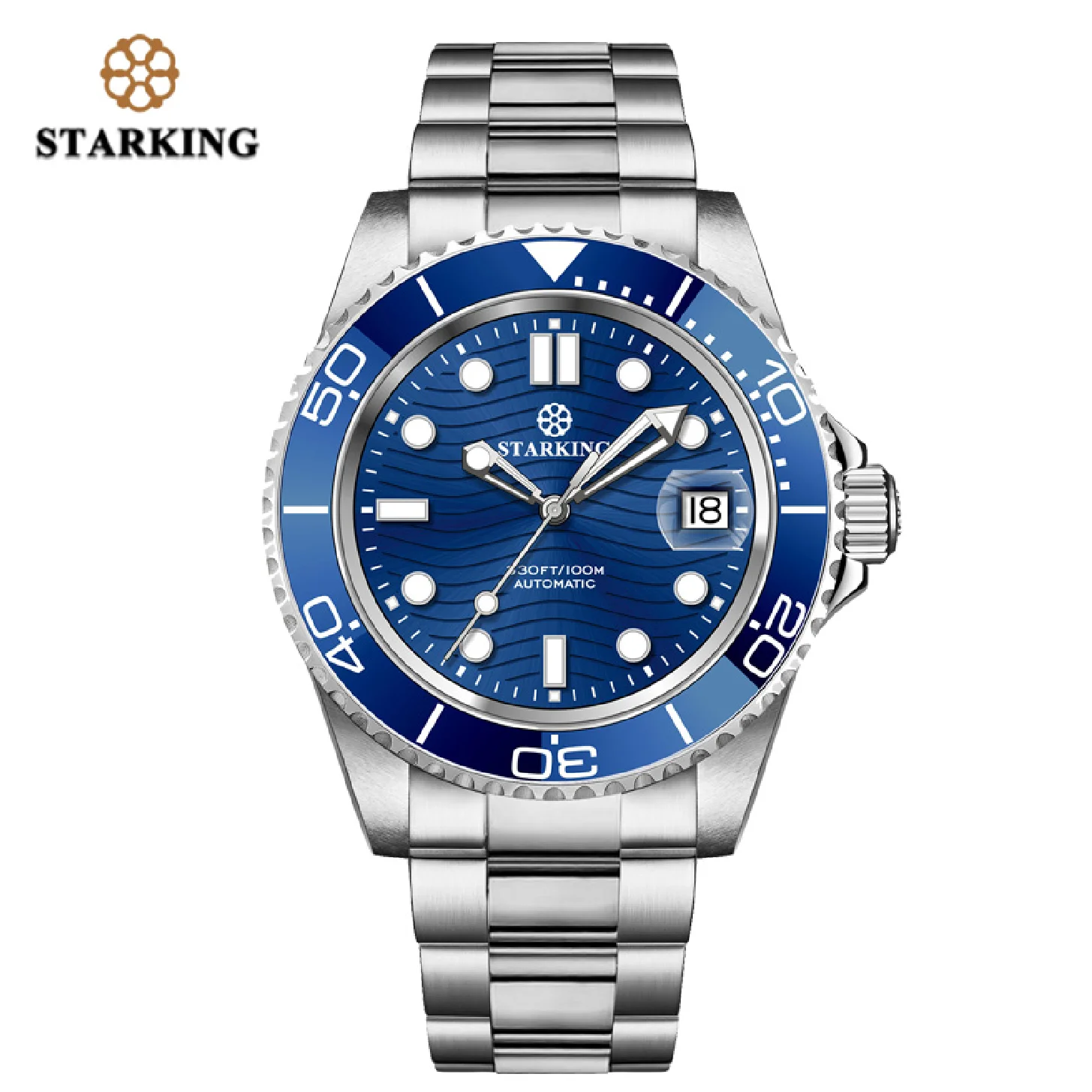 

STARKING Automatic Watch Men 40mm Green Water Ghost Watch Japan Movt Mechanical Wrist watches 100M Waterproof Relogio