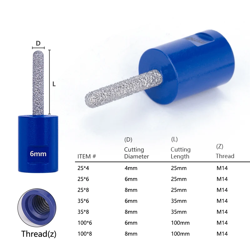 Алмазная фреза CMCP M14 4/6/8 мм
