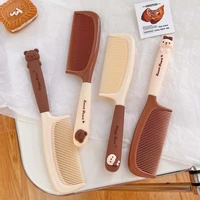kawaii hair accessories resin milk tea color hairdressing handle hair brush cartoon comb hair comb hair styling tool