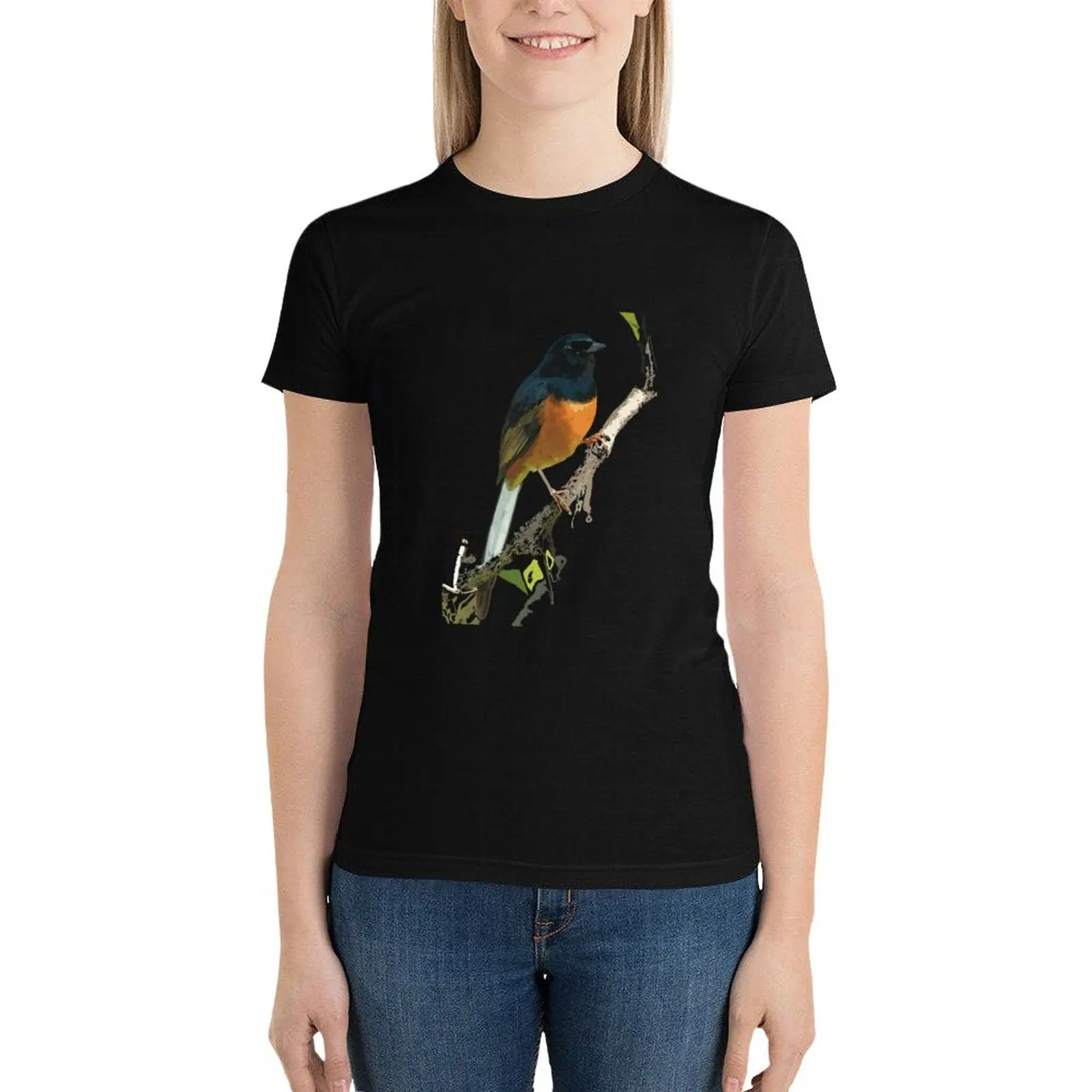 Красивая Белая румянка Shama Thrush стандартная быстросохнущая женская футболка с