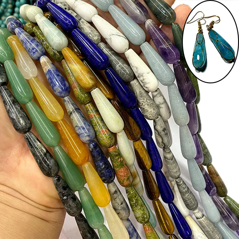 

10*30mm Water Drop Beads Natural Stone Amethysts Agates Aventurine Chalcedony for Jewelry Make Diy Bracelet Necklace Earrings