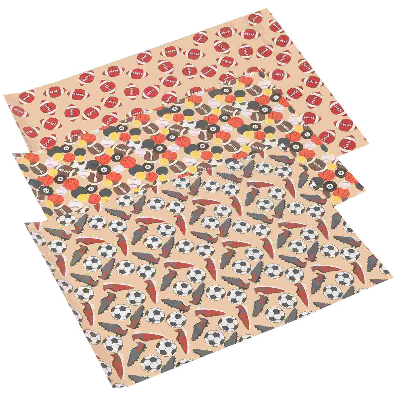 

1 Set of Present Wrapping Kraft Paper Sports Gift Box Wrapping Paper Football Party Favors