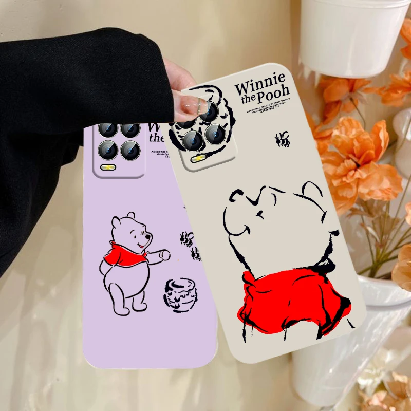 

Winnie the Pooh Disney Phone Case For OPPO Realme C2 C11 5 5i 6 6i 6S 7 7i 8 8i 9 9i Pro Liquid Rope Funda Cover Soft Back Capa