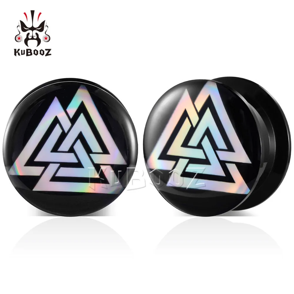 

KUBOOZ Popular Acrylic Colored Triangle Logo Ear Tunnels Gauges Plugs Earring Body Piercing Jewelry Expanders Stretchers 2PCS