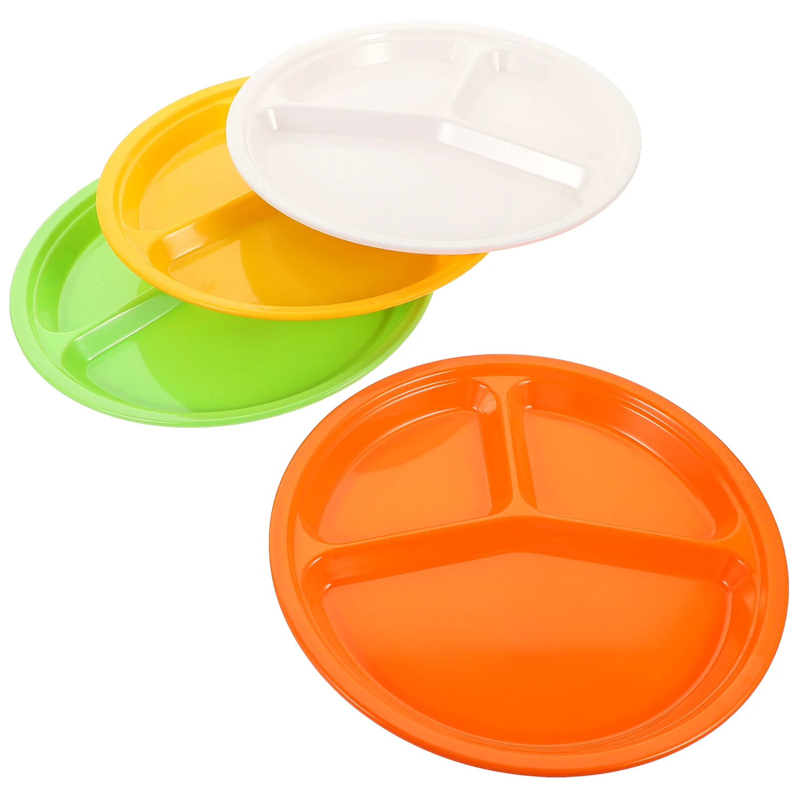 

4pcs Food Plates Divided Food Plates 3-Compartment Serving Plate Food Storage Plates Dishes
