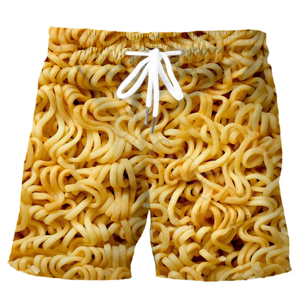 

Cloocl calções masculinos gourmet macarrão instantâneo salsicha pizza 3d impressão esportes shorts moda hip hop streetwear casua