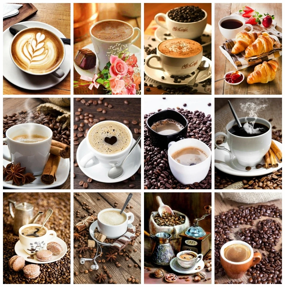 

AZQSD Diamond Embroidery Sale Coffee Cup Landscape 5d Diy Needlework Painting New Arrivals Gift Rhinestones Handmade Home Decor