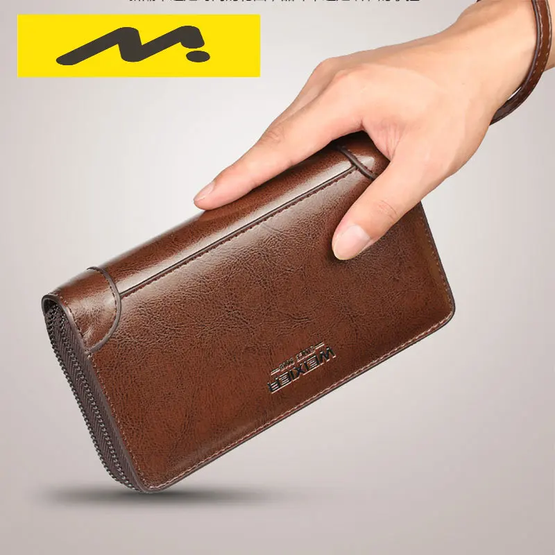 New Men Wallets Leather Men bags clutch bags koffer wallet leather long wallet with coin pocket zipper men Purse