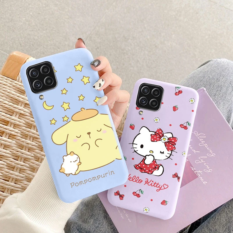 Чехол для Samsung Galaxy A12 M12 милые силиконовые чехлы с помпоном Kuromi Melody фиолетовые