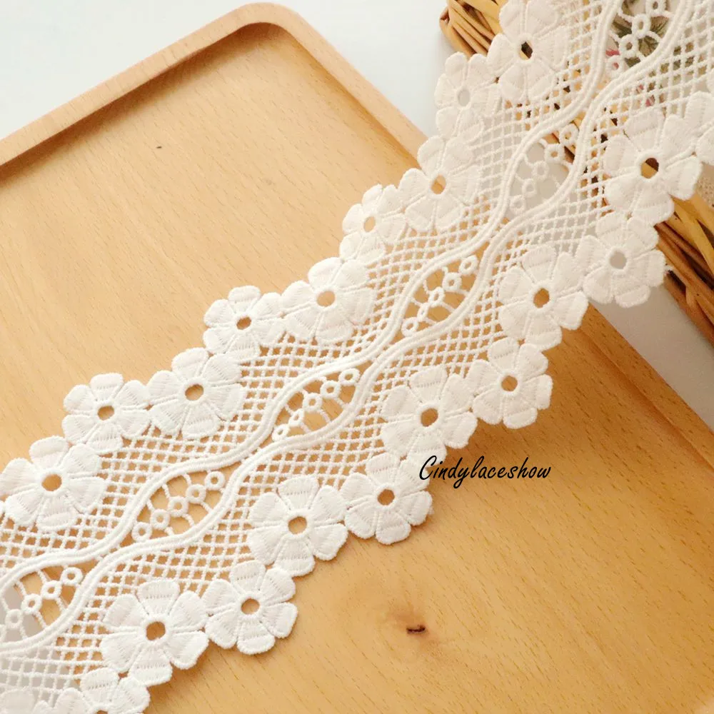 2 метра 10 см ширина Цветочная выдолбленная кружевная отделка Белая водостойкая отделка ткани платье Домашний Декор Аксессуары для одежды