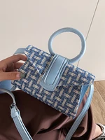 designer pu contrast color handbag woman luxury brand leather shoulder crossbody bags lady fashion braided mini women clutch