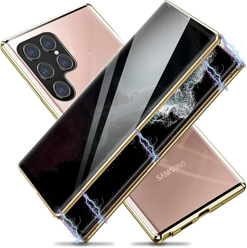 

Anti Peeping Magnetic Case for Samsung S23 S22 S21 Ultra Note 20 S20 FE Note 10 Plus Note 9 Double Sided Tempered Glass Cover